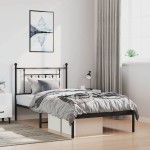 vidaXL Cadru de pat din metal cu tăblie, negru, 100x200 cm