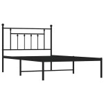 vidaXL Cadru de pat din metal cu tăblie, negru, 100x200 cm