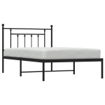 vidaXL Cadru de pat din metal cu tăblie, negru, 100x200 cm
