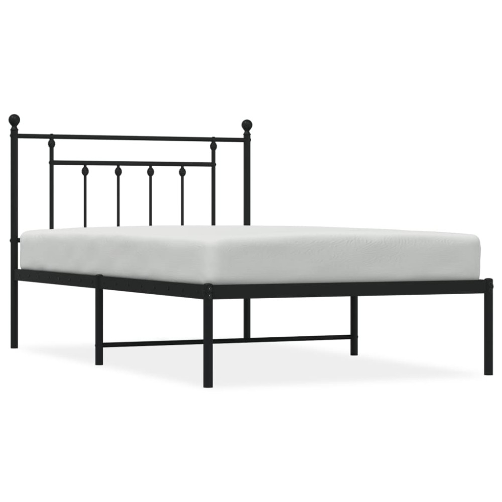 vidaXL Cadru de pat din metal cu tăblie, negru, 107x203 cm