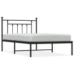 vidaXL Cadru de pat din metal cu tăblie, negru, 107x203 cm