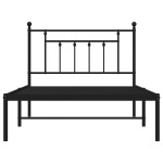 vidaXL Cadru de pat din metal cu tăblie, negru, 107x203 cm