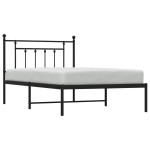 vidaXL Cadru de pat din metal cu tăblie, negru, 107x203 cm