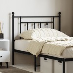 vidaXL Tăblie de pat metalică, negru, 90 cm