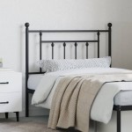 vidaXL Tăblie de pat metalică, negru, 90 cm