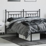 vidaXL Tăblie de pat metalică, negru, 160 cm