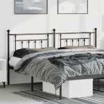 vidaXL Tăblie de pat metalică, negru, 193 cm vidaXL Tăblie de pat metalică, negru, 193 cm