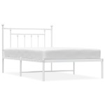 vidaXL Cadru de pat din metal cu tăblie, alb, 107x203 cm
