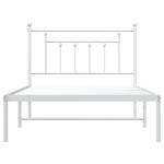 vidaXL Cadru de pat din metal cu tăblie, alb, 107x203 cm