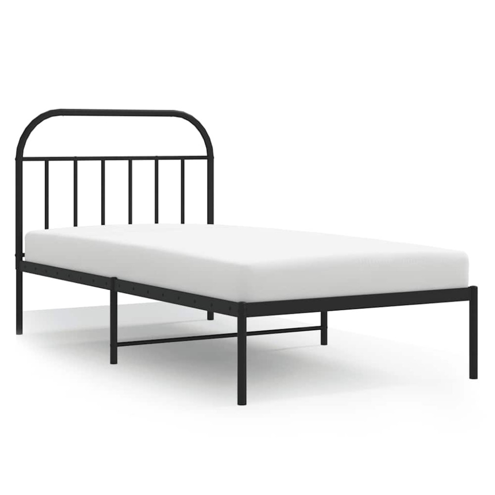 vidaXL Cadru de pat din metal cu tăblie, negru, 100x200 cm