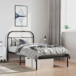 vidaXL Cadru de pat din metal cu tăblie, negru, 100x200 cm