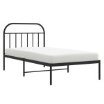 vidaXL Cadru de pat din metal cu tăblie, negru, 107x203 cm