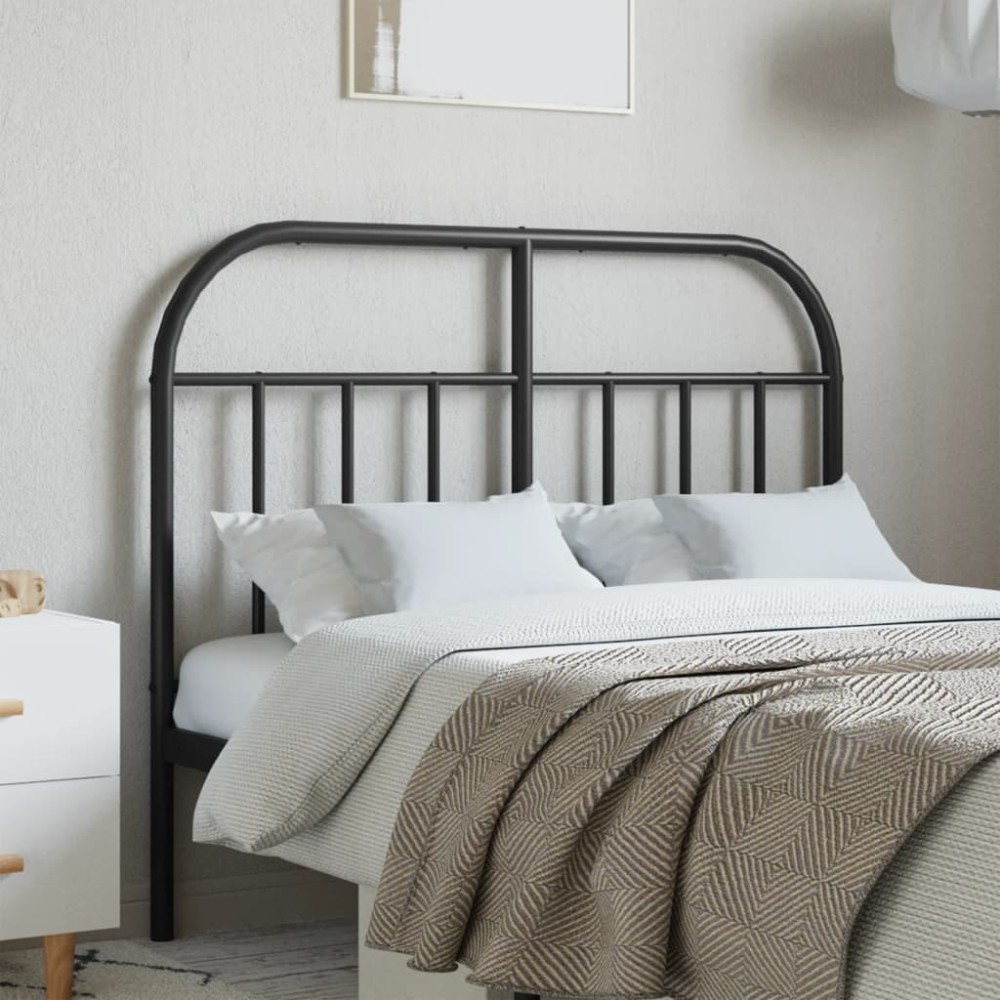 vidaXL Tăblie de pat metalică, negru, 120 cm