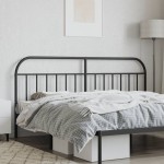 vidaXL Tăblie de pat metalică, negru, 200 cm