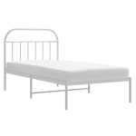 vidaXL Cadru de pat din metal cu tăblie, alb, 100x200 cm
