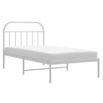 vidaXL Cadru de pat din metal cu tăblie, alb, 107x203 cm