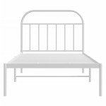 vidaXL Cadru de pat din metal cu tăblie, alb, 107x203 cm