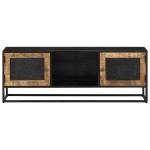 vidaXL Comodă TV, 110x30x40 cm, lemn masiv de mango brut și fier