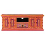 vidaXL Comodă TV, roz, 110x30x40 cm, lemn masiv de mango