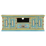 vidaXL Comodă TV, albastru, 110x30x40 cm, lemn masiv de mango