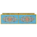 vidaXL Comodă TV, albastru, 110x30x40 cm, lemn masiv de mango