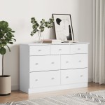 vidaXL Comodă cu sertare ALTA, alb, 112x35x73 cm, lemn masiv de pin vidaXL Comodă cu sertare ALTA, alb, 112x35x73 cm, lemn masiv de pin