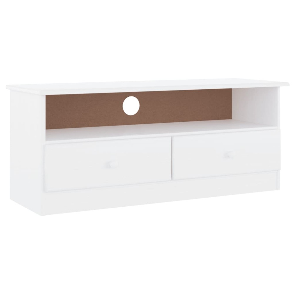 vidaXL Dulap TV cu sertare „ALTA” alb, 100x35x41 cm, lemn masiv de pin