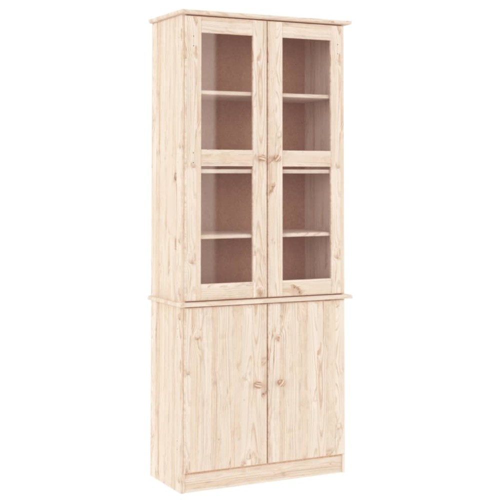vidaXL Vitrine din sticlă „ALTA” 77x35x186,5 cm, lemn masiv de pin