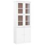 vidaXL Vitrină din sticlă „ALTA”, alb, 77x35x186,5 cm, lemn masiv pin vidaXL Vitrină din sticlă „ALTA”, alb, 77x35x186,5 cm, lemn masiv pin
