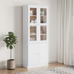 vidaXL Vitrină din sticlă „ALTA”, alb, 77x35x186,5 cm, lemn masiv pin vidaXL Vitrină din sticlă „ALTA”, alb, 77x35x186,5 cm, lemn masiv pin