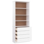 vidaXL Bibliotecă cu sertare „ALTA” alb 77x35x186,5 cm lemn masiv pin