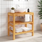 vidaXL Dulap de chiuvetă baie cu 2 rafturi, 74x45x75 cm, lemn masiv vidaXL Dulap de chiuvetă baie cu 2 rafturi, 74x45x75 cm, lemn masiv