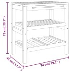 vidaXL Dulap de chiuvetă baie cu 2 rafturi, 74x45x75 cm, lemn masiv vidaXL Dulap de chiuvetă baie cu 2 rafturi, 74x45x75 cm, lemn masiv