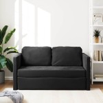 vidaXL Canapea extensibilă 2 în 1, negru, 122x204x55 cm catifea vidaXL Canapea extensibilă 2 în 1, negru, 122x204x55 cm catifea