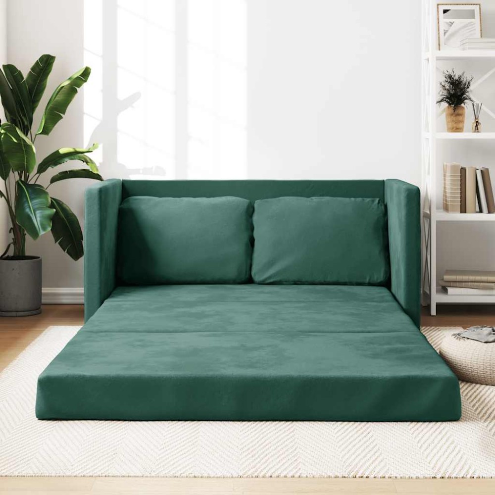 vidaXL Canapea extensibilă de podea 2 în 1, verde închis, 122x204x55cm