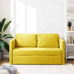 vidaXL Canapea extensibilă 2 în 1 galben închis 122x204x55 cm catifea vidaXL Canapea extensibilă 2 în 1 galben închis 122x204x55 cm catifea