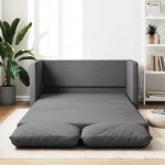 vidaXL Canapea extensibilă 2 în 1, gri închis, 112x174x55 cm, textil vidaXL Canapea extensibilă 2 în 1, gri închis, 112x174x55 cm, textil