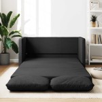 vidaXL Canapea extensibilă 2 în 1, negru, 112x174x55 cm, textil vidaXL Canapea extensibilă 2 în 1, negru, 112x174x55 cm, textil