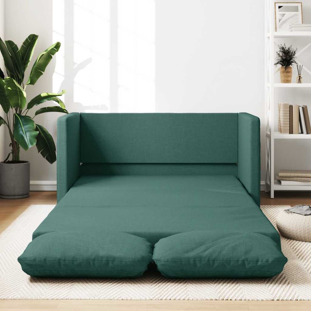 vidaXL Canapea extensibilă 2 în 1, verde închis, 112x174x55 cm, textil