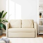 vidaXL Canapea extensibilă 2 în 1, crem, 112x174x55 cm, textil vidaXL Canapea extensibilă 2 în 1, crem, 112x174x55 cm, textil