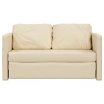 vidaXL Canapea extensibilă 2 în 1, crem, 112x174x55 cm, textil vidaXL Canapea extensibilă 2 în 1, crem, 112x174x55 cm, textil