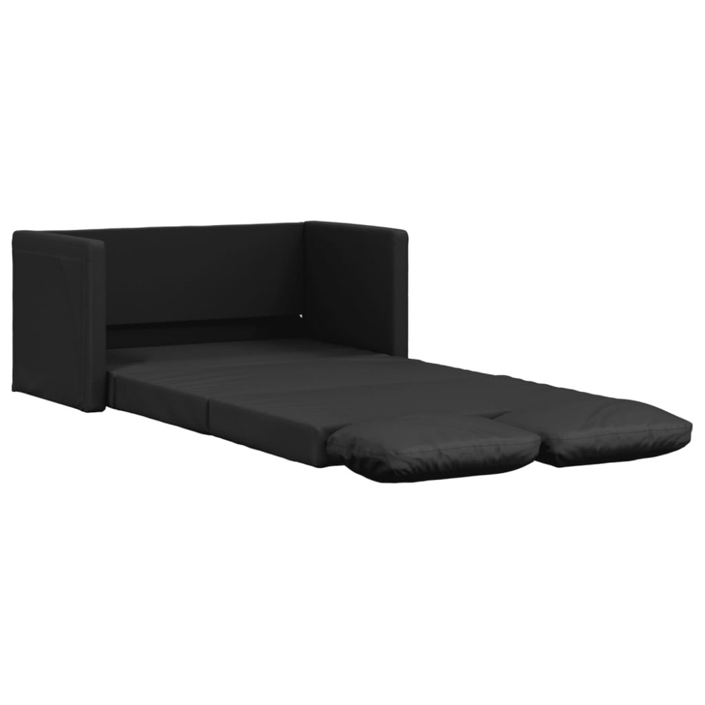 vidaXL Canapea extensibilă 2 în 1, negru, 112x174x55cm piele ecologică
