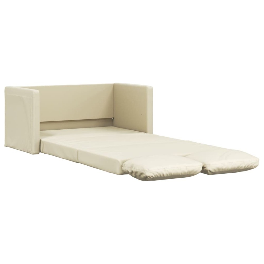 vidaXL Canapea extensibilă 2 în 1, crem, 112x174x55cm, piele ecologică