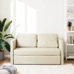 vidaXL Canapea extensibilă 2 în 1, crem, 112x174x55cm, piele ecologică vidaXL Canapea extensibilă 2 în 1, crem, 112x174x55cm, piele ecologică
