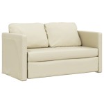vidaXL Canapea extensibilă 2 în 1, crem, 112x174x55cm, piele ecologică vidaXL Canapea extensibilă 2 în 1, crem, 112x174x55cm, piele ecologică