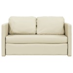 vidaXL Canapea extensibilă 2 în 1, crem, 112x174x55cm, piele ecologică vidaXL Canapea extensibilă 2 în 1, crem, 112x174x55cm, piele ecologică