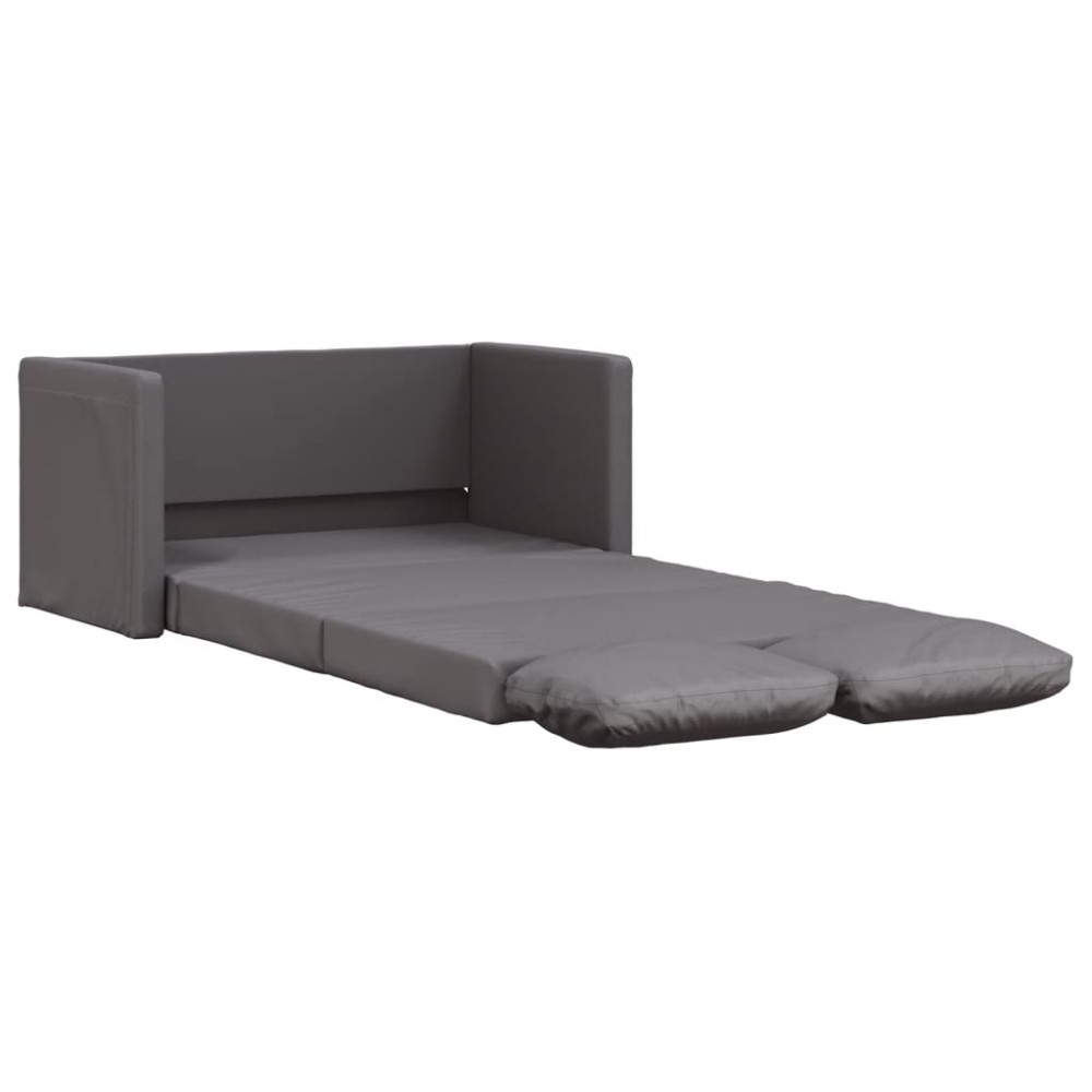 vidaXL Canapea extensibilă 2 în 1, gri, 112x174x55 cm, piele ecologică