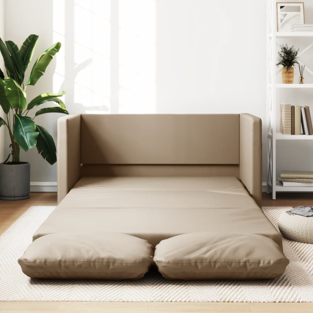 vidaXL Canapea extensibilă 2 în 1, cappuccino, 112x174x55 cm piele eco