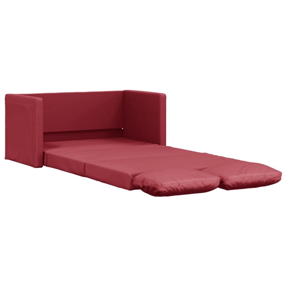 vidaXL Canapea extensibilă 2 în 1, roșu vin, 112x174x55 cm piele eco