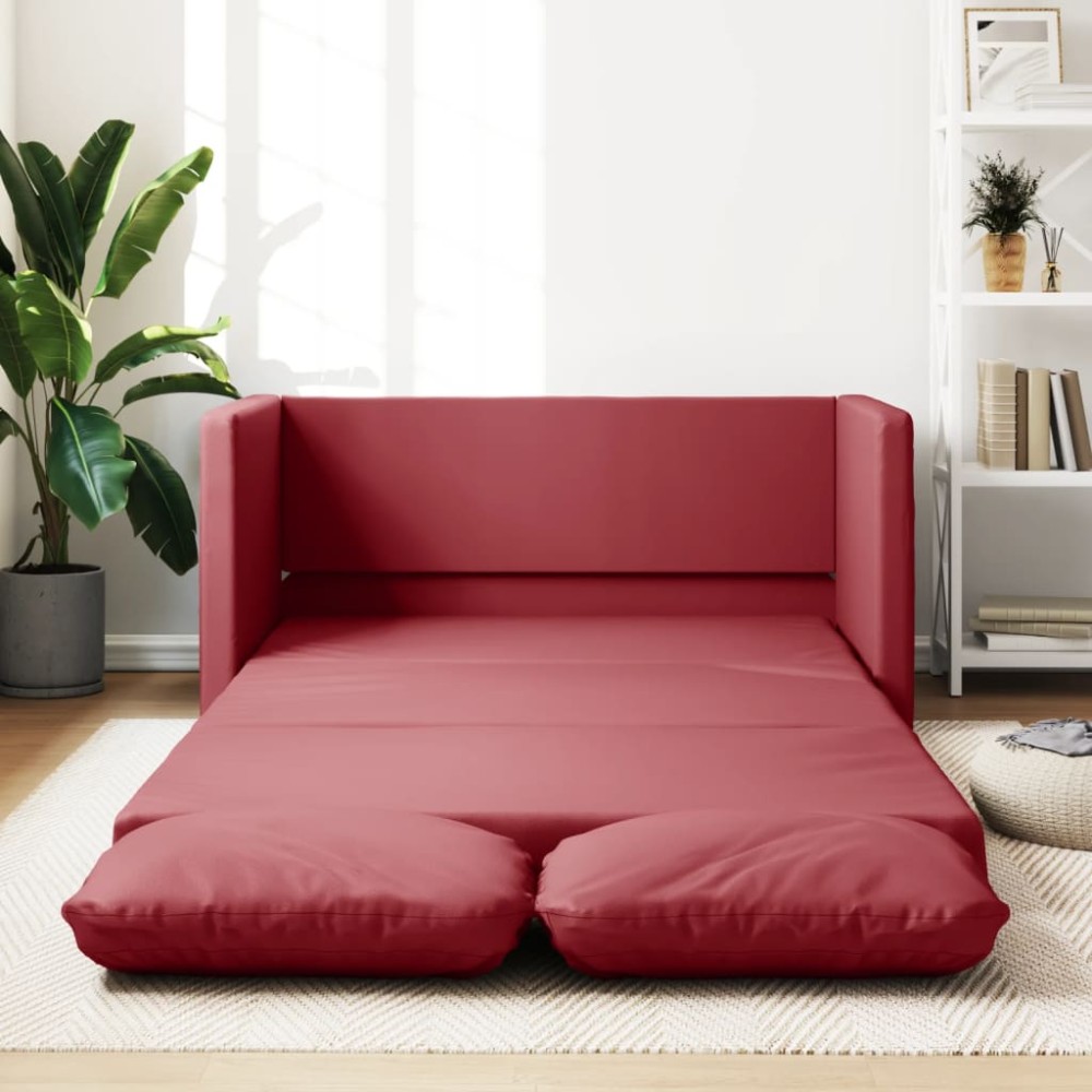 vidaXL Canapea extensibilă 2 în 1, roșu vin, 112x174x55 cm piele eco